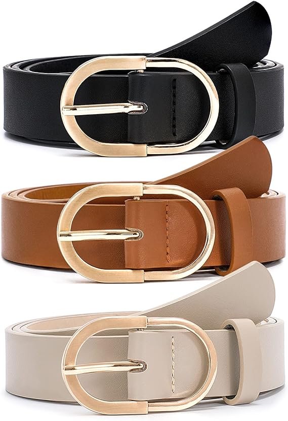 Women's Belts for Jeans Pants Fashion Gold Buckle
