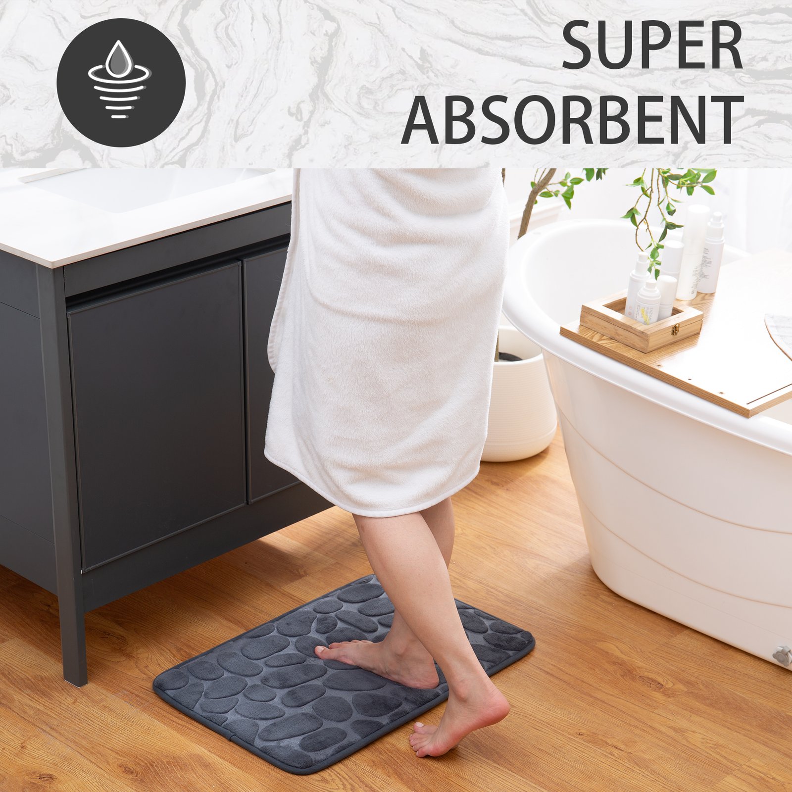 1pc Soft and Comfortable Memory Foam Anti Slip Bath Rug