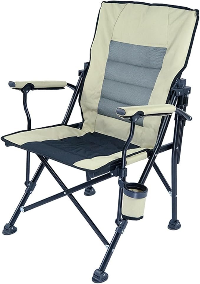 Folding Camping Chair with Cup Holder Side Pocket Portable Outdoor Garden Chair