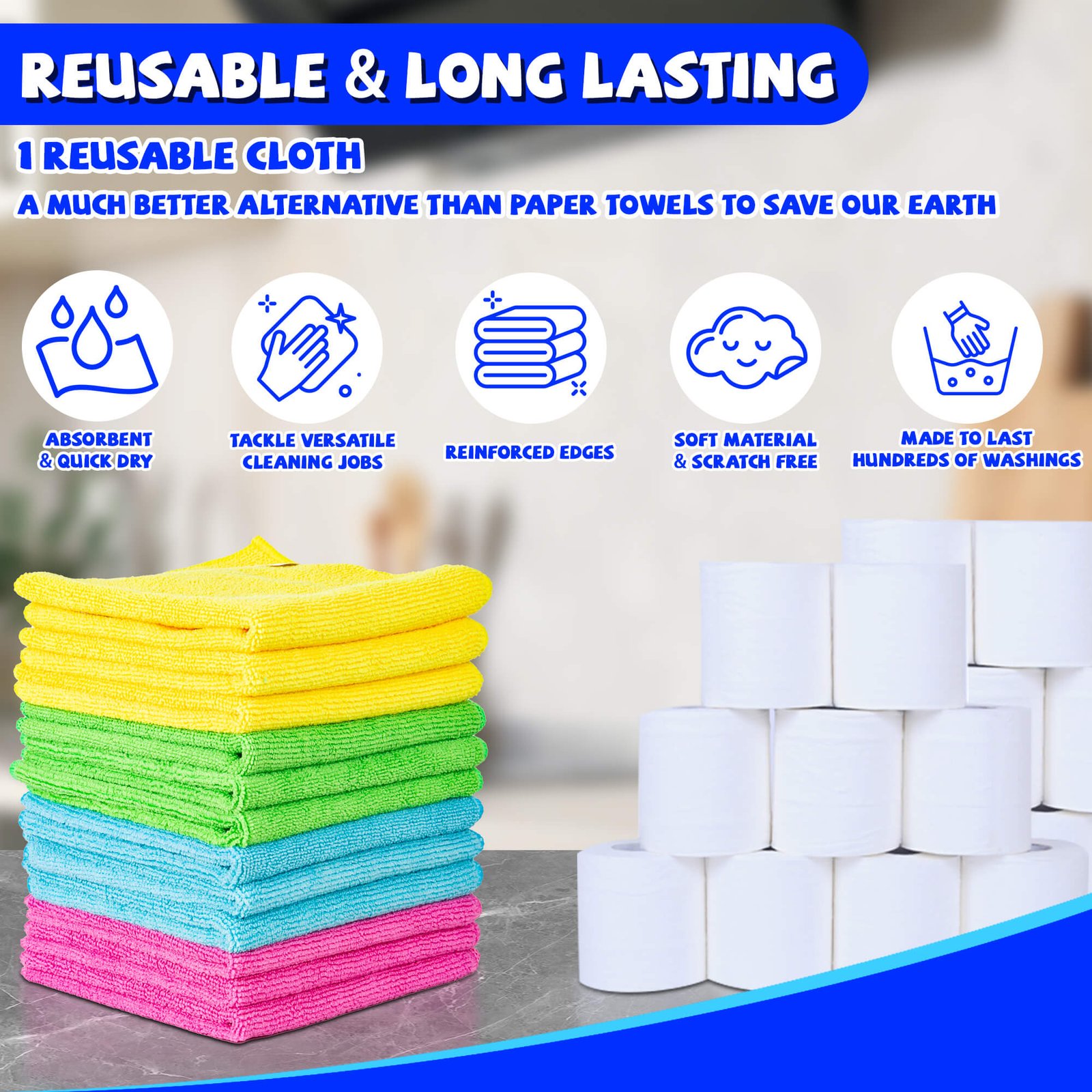 Pack of 12 Microfiber Cleaning Cloth