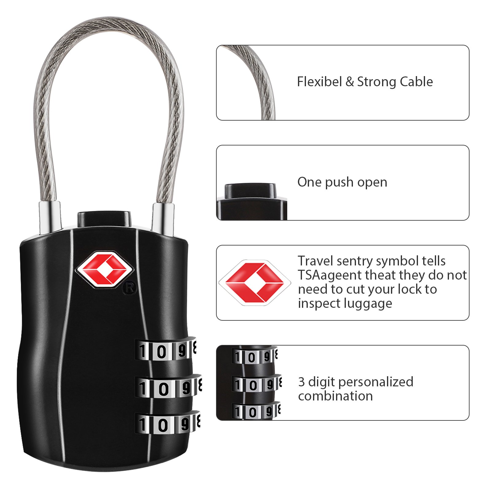 2 Pack Luggage Locks