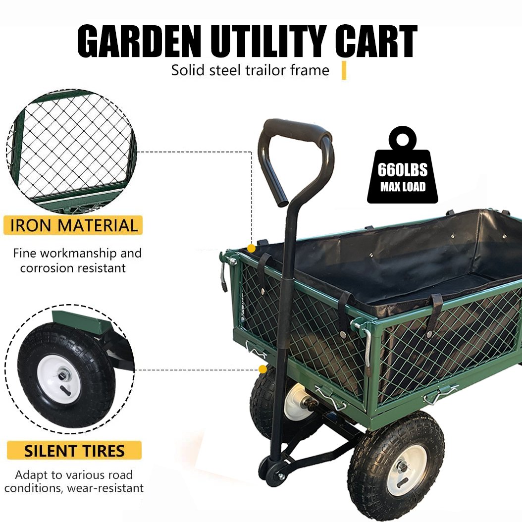 Heavy Duty Garden Trolly with 4 Wheels