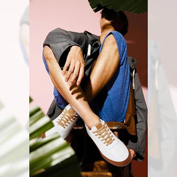 Classic Casual Sneakers for Men Comfortable PU Leather Tennis Shoes