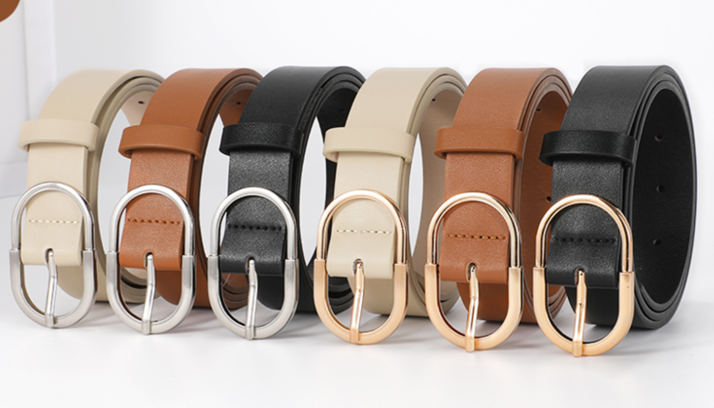 Women's Belts for Jeans Pants Fashion Gold Buckle