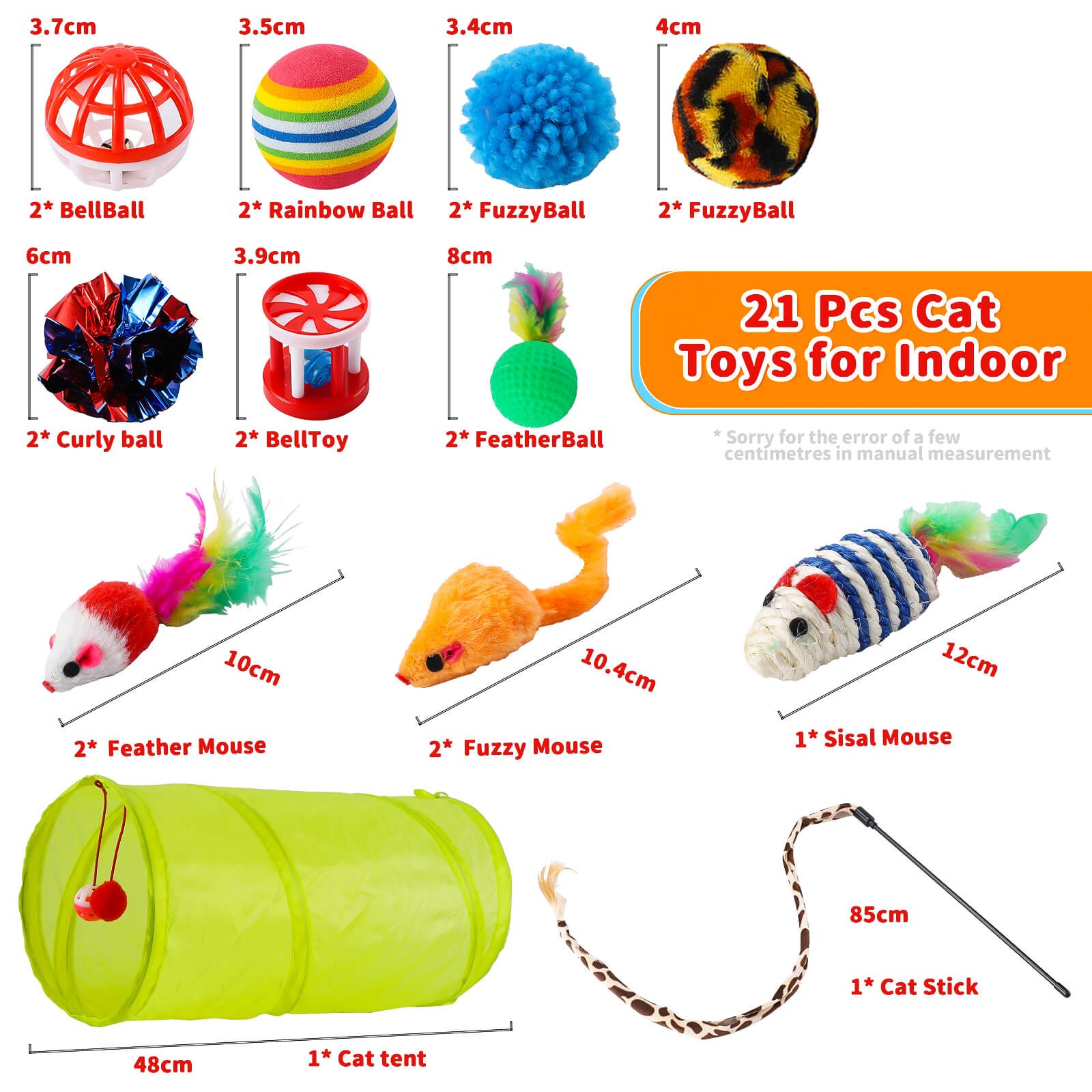 21 Pcs Cat Toys for Indoor