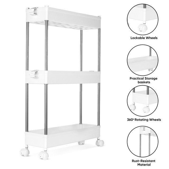 Slim Storage Trolley Compact 3 Tier Storage Solution