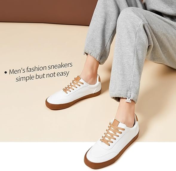 Classic Casual Sneakers for Men Comfortable PU Leather Tennis Shoes