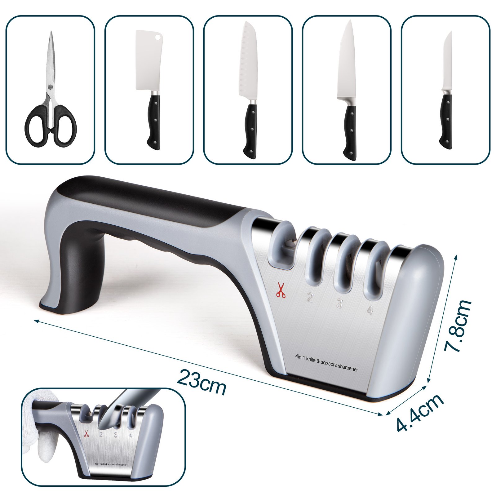 4 In1 Knife & Scissors Sharpener with Gloves