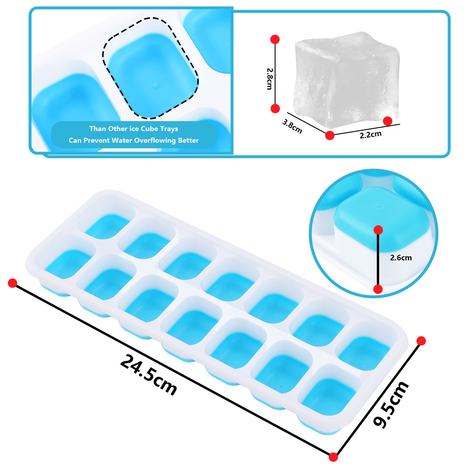 ice cube tray, Pack of 2 Silicone Ice Cube Trays with Lid