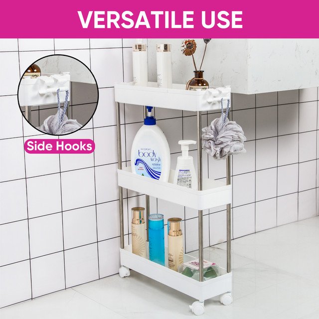 Slim Storage Trolley Compact 3 Tier Storage Solution