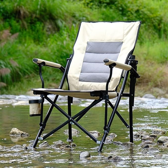Folding Camping Chair with Cup Holder Side Pocket Portable Outdoor Garden Chair