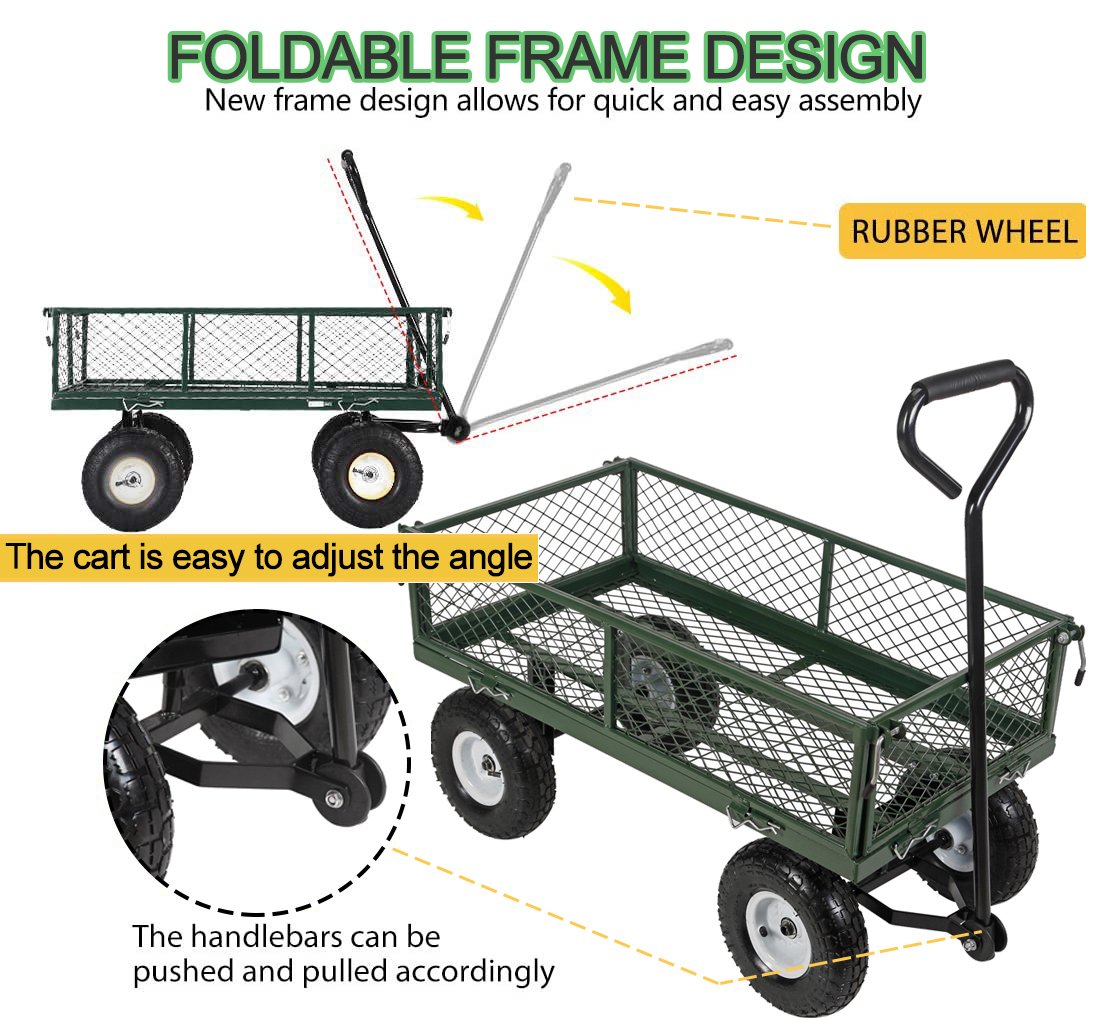 Heavy Duty Garden Trolly with 4 Wheels