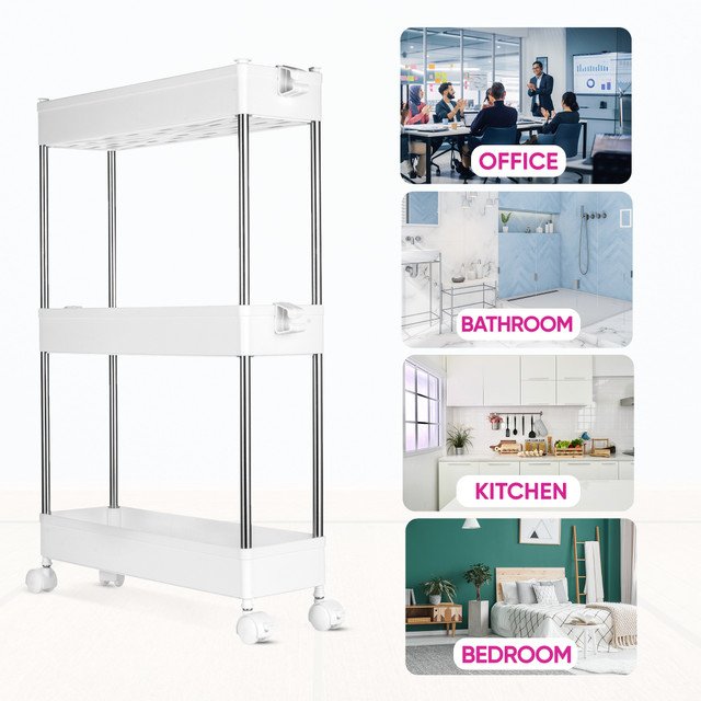 Slim Storage Trolley Compact 3 Tier Storage Solution
