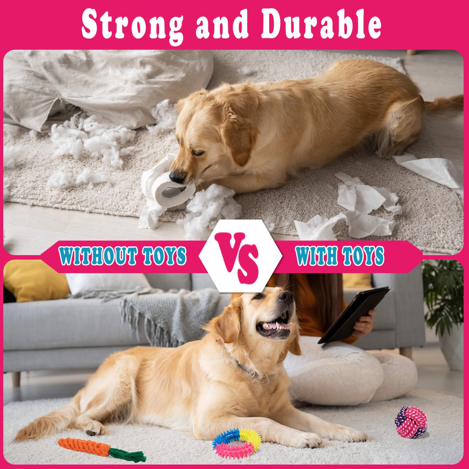 Pet dog cotton ball rope